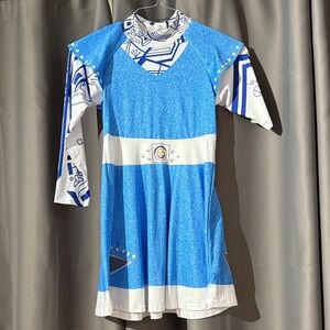 Blue and White alien dress costume size 120, around 6/7 US